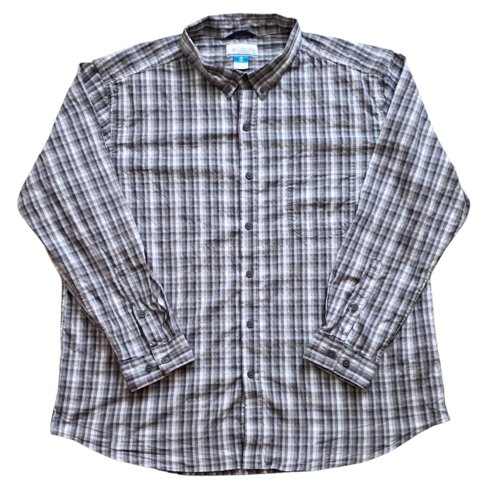 Columbia 3XL Gray Plaid Button Down Long Sleeve Shirt XXXL